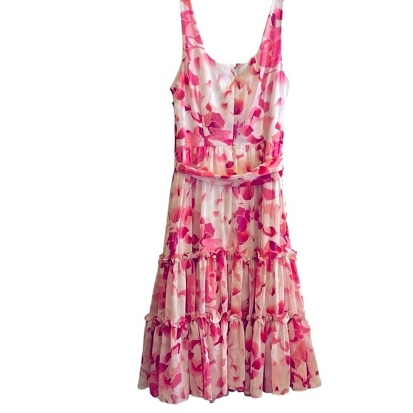 Calvin Klein Womens Pink Chiffon Floral Summer Midi Dress NWOT size 6 - Picture 4 of 11